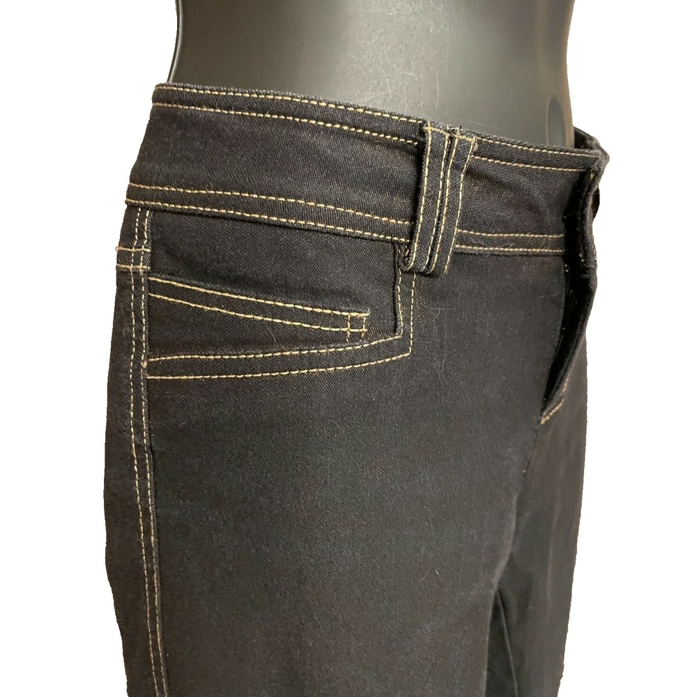 Cache Womens Top Stitched Low Rise Flare Leg Denim Jeans Size 0 Black Cotton - Picture 7 of 13
